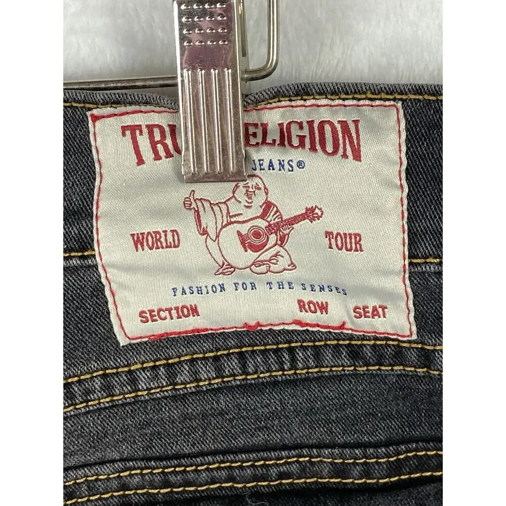 True Religion Ricky Jeans Men’s Flap Pockets Relaxed Straight W36 L 32 Grey